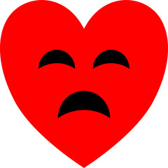 The illustration features a heart-shaped face with eyes and a mouth expressing sadness, making it suitable for artwork design.