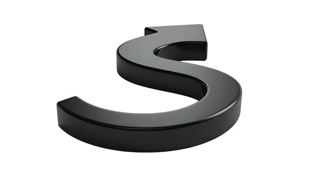 Glossy, metallic 3D letter "S" floating against a stark black background - Powered by Adobe