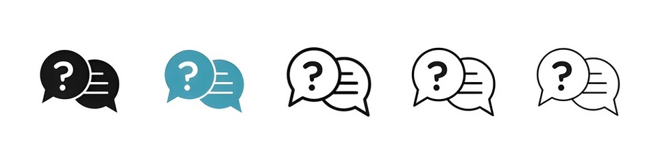 Comment question line icon set, faq line icon, question and answer pictogram, inquire bubble, ask or request sign, frequently asked questions icon for Ui designs © Lovely