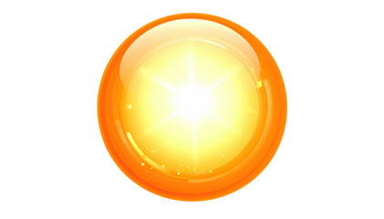 Glossy, spherical object with bright central light source, gradient colors, and black background