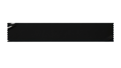 Blank matte black tape strip mockup smooth vinyl texture horizontal layout sharp edges isolated on white background