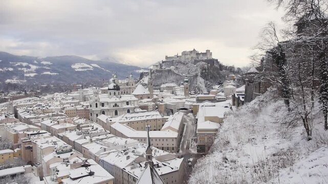 View to Old City, Salzburg, Austria, Winter