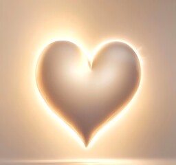 Heart-shaped light flare on soft beige background, elegant romantic concept, minimal design