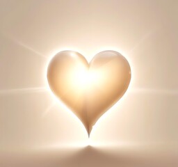 Heart-shaped light flare on soft beige background, elegant romantic concept, minimal design
