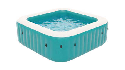 Inflatable Hot Tub with Blue Water and White Rim