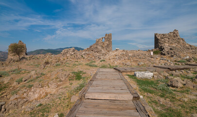 The walls of the ancient city of Pergamon. Bergama, İzmir Province, T&uuml;rkiye.