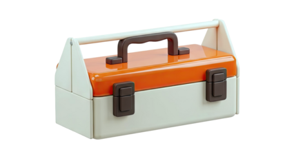 Retro-style toolbox with orange and beige colors