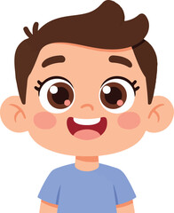 Obraz premium Cute Happy Boy Face Cartoon Character