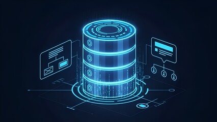 Abstract Glowing Server Concept Representing Digital Data Storage, Network Connections, and Information Processing Technology