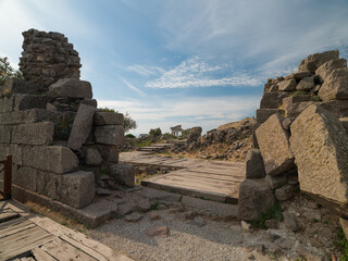 The walls of the ancient city of Pergamon. Bergama, İzmir Province, T&uuml;rkiye.