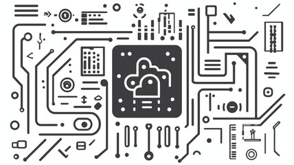 Circuit Board with Lock Icon Security.