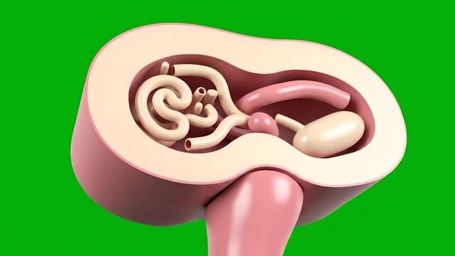 Detailed anatomical illustration of the human uterus and fallopian tubes.