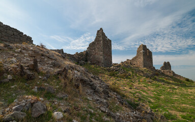 The walls of the ancient city of Pergamon. Bergama, İzmir Province, T&uuml;rkiye.