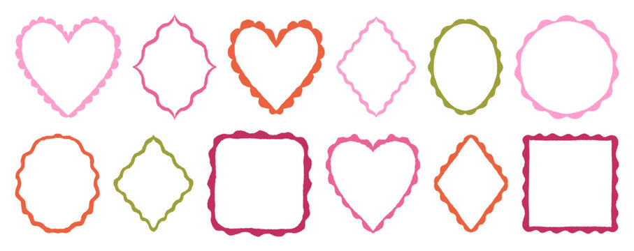 Vector set of hand drawn cut out style frames and borders , abstract design elements for wedding, birthday party invitations, greeting cards, prints, in marine coastal style with copy space for text