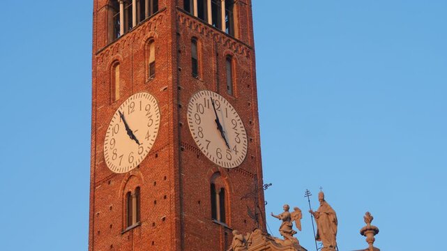 Bells tower from San Martino basilic in Treviglio, Lombardy, Italy