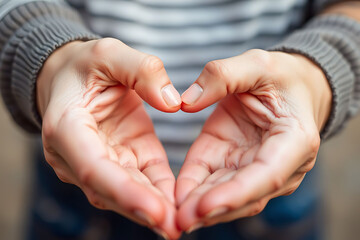 Hands forming a heart shape with fingers symbolizing love