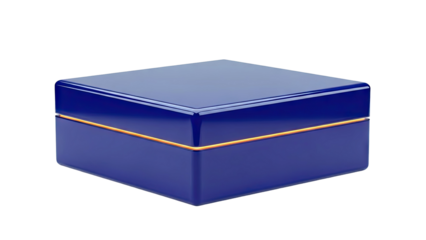 Blue modern gift box with orange light accent