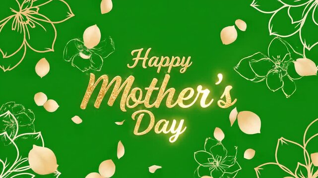 A Happy Mothers Day Greeting With Golden Floral Design