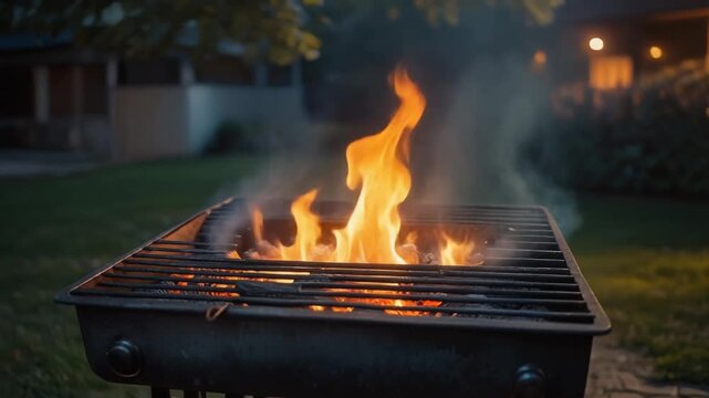 fire in the grill barbeque 