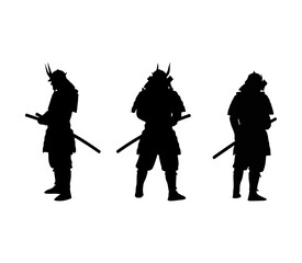 cool samurai silhouettes on white background, for tattoos or stickers