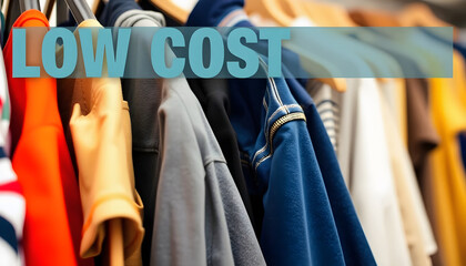 Low cost clothing rack best for budget shopping concepts, retail promotions, and affordable fashion advertising, sorry format is jpg