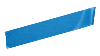 Blank painter's tape strip mockup blue crepe texture diagonal layout distinct paper grain isolated on white background