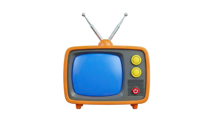 Retro Orange Television with Antenna and Buttons