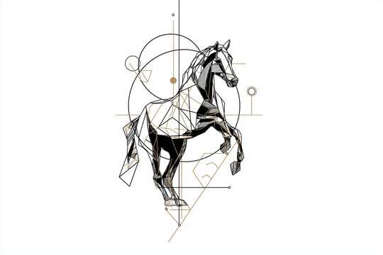 Minimal Geometric Zodiac Horse Illustration