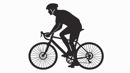 Naklejka premium Black silhouette of a cyclist riding a bicycle