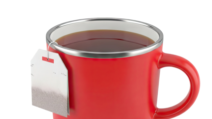 Red mug with tea bag