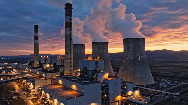 power plant at night