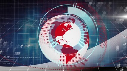 This video is about a globe with data processing on a futuristic digital interface - Powered by Adobe