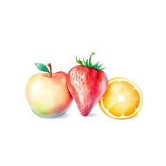 3D watercolor fruits