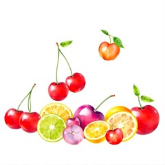 3D watercolor fruits