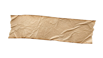 Blank parchment tape strip mockup baked paper texture slightly curved crinkled surface isolated on white background