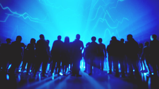 Business people watching financial data analysis on a large screen - Powered by Adobe