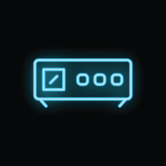 Fototapeta premium Neon router sign glowing in the dark, a bright blue symbol of internet connection