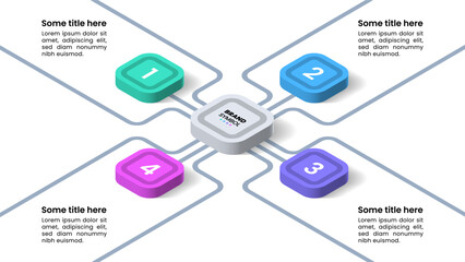 Infographic template. Isometric squares in a network of lines
