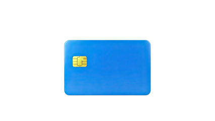 Blue Credit Card with Gold Chip on White Background