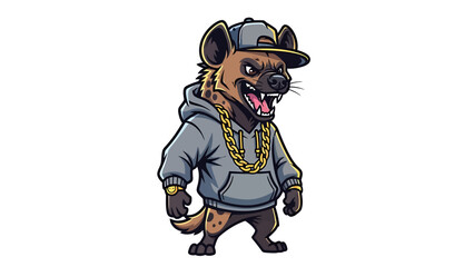 Obraz premium Cartoon Hyena Wearing a Hoodie and Gold Chain.