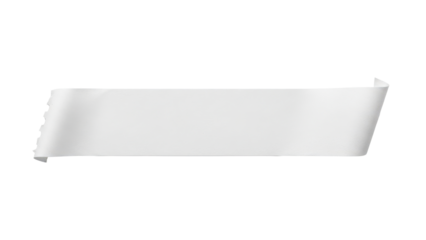 Blank pure white tape strip mockup bond paper texture flat lay subtle shadow isolated on white background