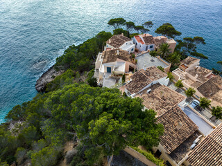 Aerial view, Spain, Balearic Islands, Mallorca, Capdepera, Cuevas de Arta and Platja de Canyamel