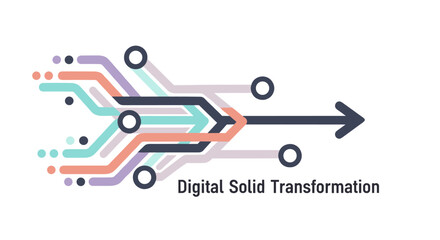 Dynamic illustration depicting the convergence of multiple data streams into a singular, powerful digital transformation process, symbolizing innovation and progress.