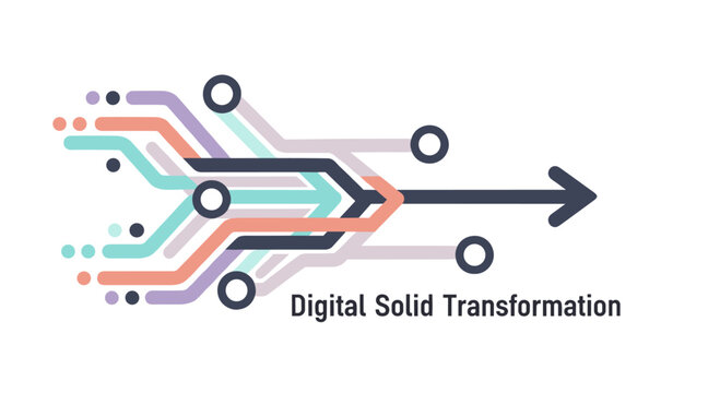Dynamic illustration depicting the convergence of multiple data streams into a singular, powerful digital transformation process, symbolizing innovation and progress.