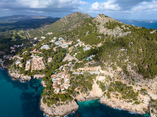 Aerial view, Spain, Balearic Islands, Mallorca, Capdepera, Cuevas de Arta and Platja de Canyamel