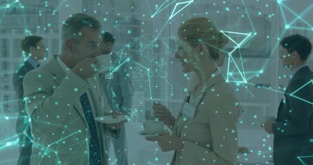 Networking business professionals using digital connections and data processing in office - Powered by Adobe