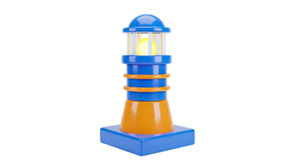 Stylized 3D Lighthouse with Glowing Yellow Light