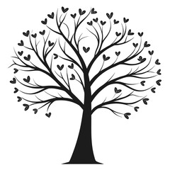Obraz premium Tree of Hearts Minimalist Line Art Valentine Love Vector Illustration