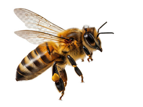 Honeybee close-up isolated on transparent background
