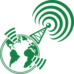 Flat digital reach expansion icon green flat vector illustration